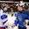 GRAND FORKS, NORTH DAKOTA - APRIL 21: Finland's Ukko-Pekka Luukkonen #1 and Russia's Danil Tarasov #1 shake hands after Finland's 4-3 quarterfinal round win at the 2016 IIHF Ice Hockey U18 World Championship. (Photo by Minas Panagiotakis/HHOF-IIHF Images)

